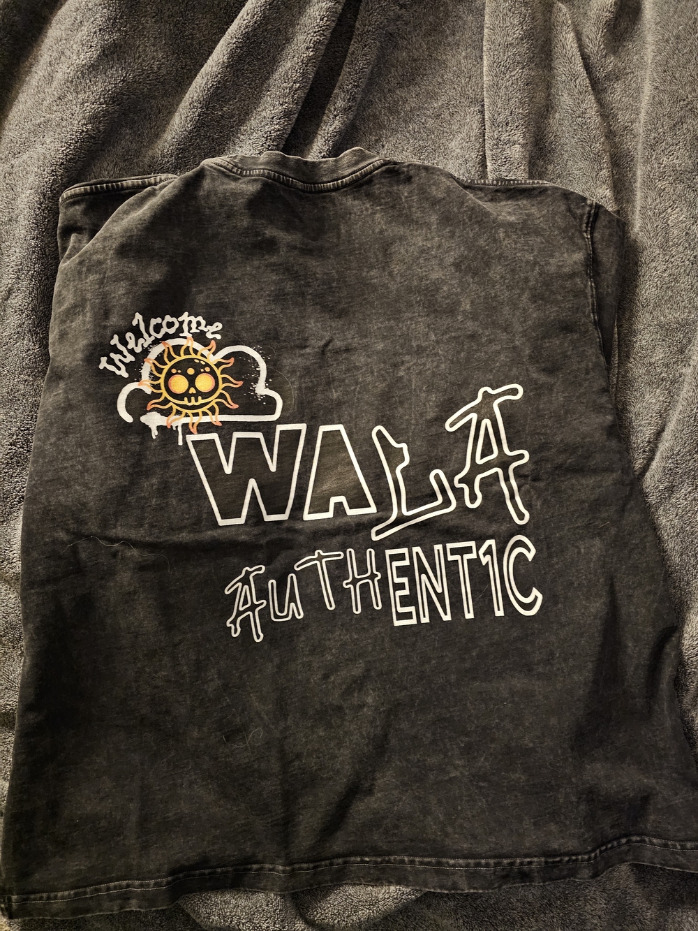 Men's Black Graphic Tee - 'Welcome' Sun Design